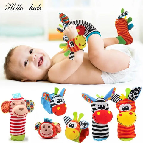 Cartoon Soft Rattle, Animal Sock Foot Finder Toy, Wrist Strap Rattles, Baby Toys, 0–12 Months, Newborn Infant Kids
